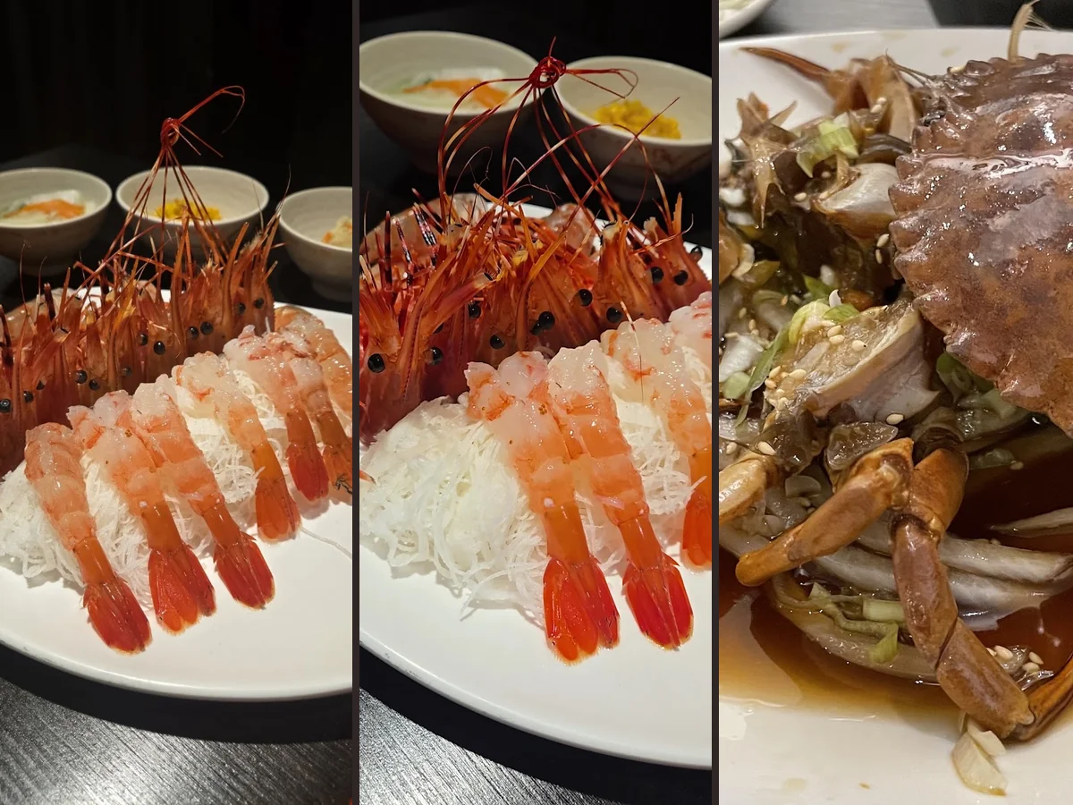 Shared dishes and banchan on a table